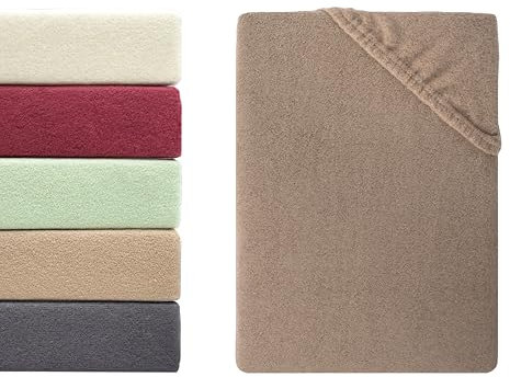 Hometex Premium Textiles Winterflausch Spannbettlaken | Spannbetttuch Teddyflausch 80% Baumwolle & 20% Mikrofaser | Oeko-TEX®Standard 100 - In vielen Größen und Farben | 90-100 x 200 cm Nougat