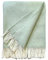 JOWOLLINA Wolldecke Plaid mit Fransen 100% Schurwolle (145x180 cm, Uni Mint)