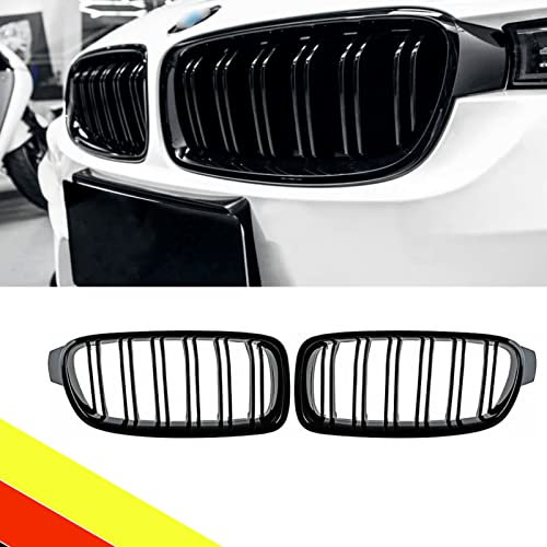 POETRYXIAO Kühlergrill Niere schwarz glänzend Doppelbrücke für 2012–2019 3er F30 F31 F35, geeignet für Tuning