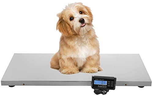 Paketwaage Plattformwaage 103x53cm Versandwaage Veterinärwaage Industriewaag Tierwaage Hundewaage Digitalwaage, Großes Display, Wiegebereich 150-300 kg