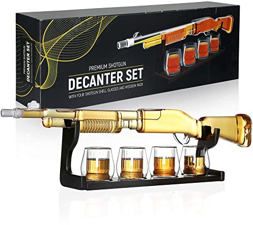 Pistolendekanter, Pistole Whiskey Flasche, Alkoholpistole, Likörpistole, Pistolendekanter für Alkohol, Whiskey Halter, Pistole Whiskey Dekanter, Pistole Likörspender, Glaspistole Likörhalter, Shotgun