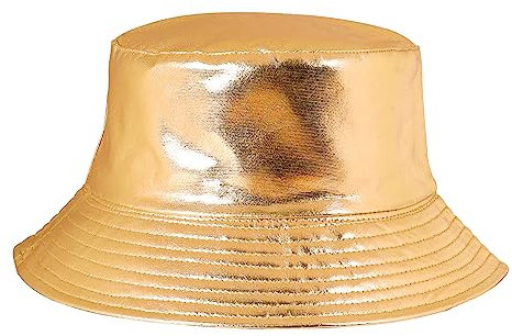 Eigso Herren Damen Modischer Wild Camping Bucket Hat Sonnenschutz Flexibel Faltbar Leicht Pelzig Fisherman Metallic Finish (Gold)