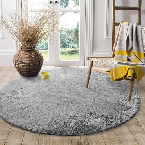 lightlux Shaggy Hochflor Teppich für Wohnzimmer Langflor Teppich Hochwertig Hohe Pflegeleicht Fadendichte Wasser Indoor Bodenmatte für Spielzimmer und Kinderzimmer (Grau, 183×183cm)