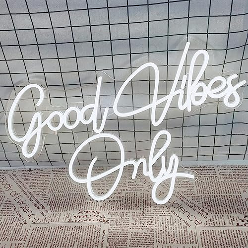 Good Vibes Only Neonschild für Wanddekoration, Cool White Good Vibes LED Neon Art Dekorative Lichter für Café, Lounge, Bar Club und Party Decor Ästhetisch (Netzteil im Lieferumfang enthalten)