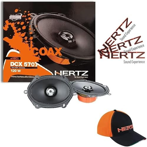 2 ALTOPARLANTI HERTZ DCX 570.3 DCX570.3 coassiali 2 vie ovali da 5 x 7 13 x 18 cm da 60 watt rms e 120 watt max 4 ohm 93 db + cappello e 3 sticker omaggio, a coppia