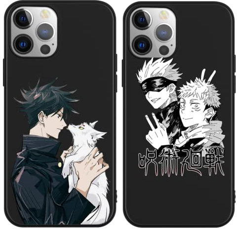 Eouine 2 Stück Handyhülle für Apple iPhone 13 Pro Max Hülle 6.7'' Anime Jungs Gojo Satoru Itadori Yuji mit Manga Muster Matt Schwarz Schutzhülle TPU Silikon Case für iPhone13 ProMax, 1
