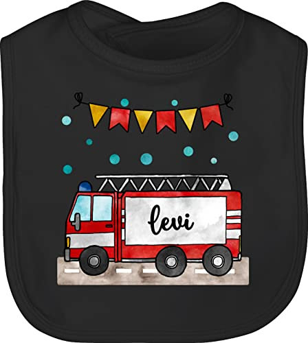 Baby Lätzchen - Feuerwehrauto Motiv I Leiterwagen Geschenk Feuerwehr I Löschzug - Unisize - Schwarz - personalisierte geschenke kinderlätzchen jugendfeuerwehr name schlabberlatz auto