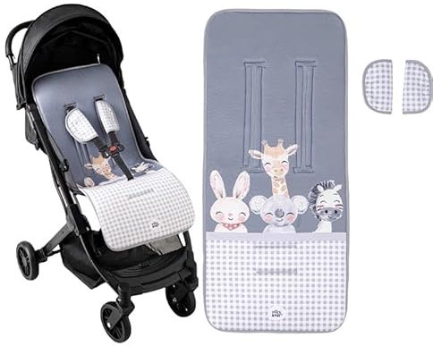 Colchoneta Silla de Paseo Universal Transpirable Idela para Verano con tejido 3d Cojín Silla de Paseo para el Cochecito o Silleta - danielstore (Animales acuarela)