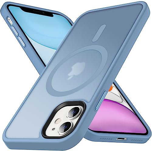 Anqrp Kada Seriesr Kompatibel mit iPhone 11 Hülle, [mit MagSafe] [Transluzente Matte Schutzhülle] Military Grade Eckige Handyhülle für iPhone 11 6.1 Zoll, Blau