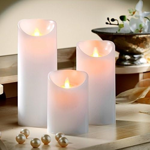 Luna24 simply great ideas... Magische Elektromagnetische Kerze in Champagner, 3er-Set, 13 cm + 18 cm + 23 cm. Täuschend echtes Flammenbild.