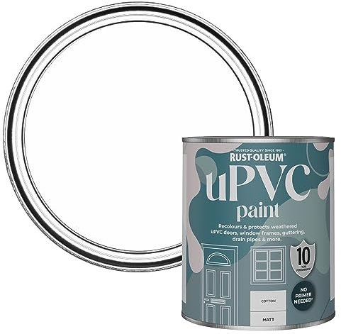 Rust-Oleum White uPVC Door and Window Paint in Matt Finish - Cotton (White) 750ml