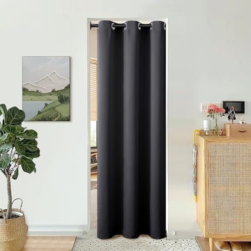 BGment Dunkelgrauer Türvorhang, 203 cm Länge, für Tür, Schlafzimmer, Schrankvorhang, Privatsphäre, thermisch isoliert, Verdunkelungsösen, Raumteiler für Raumtrennung, 1 Panel, 106,7 cm breit
