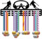 CREATCABIN Ski-Medaillenhalter,Medaillenaufhänger,Medaillenwandhalterung,Rahmen,Sportmedaillenaufhänger,Schwarze Wanddekoration,Medaillen-Organizer-Rack Für Auszeichnungen,Laufen,Fußball,40x15cm