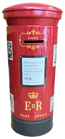 BLUECHOLON Piggy Bank in the Shape of a Mailbox. Original Tin Piggy Banks with Lids. Large Metal Tin Piggy Bank