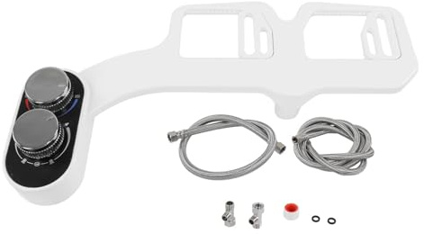 Pulverizador Bidé Doble Boquilla Accesorio Inodoro con Interruptores de Perilla Control Presión Ajustable Agua Limpieza Higiene Personal Baño Conexión 3/8 Europa