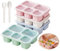 Hushtong Snack Box Containers for Adults，4 Pack Bento Lunch Box for Adult & Kids, 5 Compartment Adult Lunchable Containers with Utensils & Transparent Lids(Wheat)