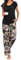 Famulily Pyjamas for Women Comfy Short Raglan Sleeve Tops and Wide Leg Pants with Pockets Black 2XL