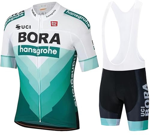 NUOJIA Herren Fahrradtrikot Anzüge Kurzarm Fahrrad Trikot set,Atmungsaktiv Schnell Trocknend Radtrikot,Radtrikot kurzärmliges Set mit 19D-Gel-gepolsterten Shorts
