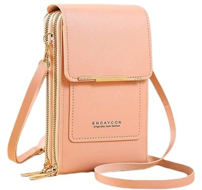 Narunii Sac à main bandouliere Portefeuilles Femme,Mini Pochette pour téléphone Portable en Cuir PU Transparent pour écran Tactil (Rose-Style 4)