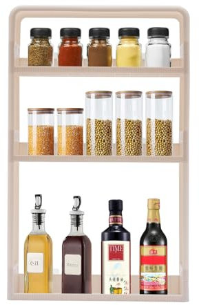 SuhoFutus Hängeschränke fürs Bad, 3 Ebenen Hängeschrank, Badezimmerschrank Wandschrank - Wandbefestigung, Küchenkabinett Ohne Bohren, Belastbar bis 22lbs, Weiß, 40 * 10 * 63.5 cm