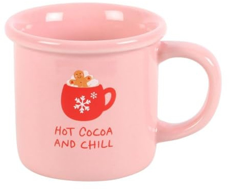 Something Different Wholesale Pink Hot Cocoa and Chill Mug - Ceramic 12oz Cup, Microwave and Dishwasher Safe, Ideal for Cozy Winter Evenings, Gift for Hot Chocolate Lovers
