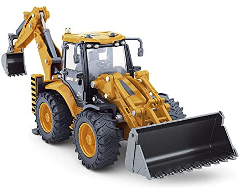 fisca 1/50 Die-cast Bagger & Baggerlader - Metallfahrzeug Modell für BAU- und Traktorsammlungen, Bulldozer und LKW Deko Spielzeug (Baggerlader)