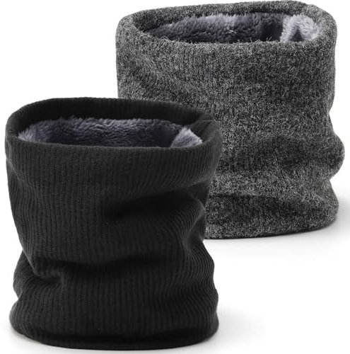 BARFULKER Winter Halsschlauch Herren Damen Ski Halswärmer Halstuch Gesichtsschal Fleece Schal Schlauchtuch Gamaschenmaske Winddichte Kreisschlaufenschals Loopschal Schwarz Dunkelgrau