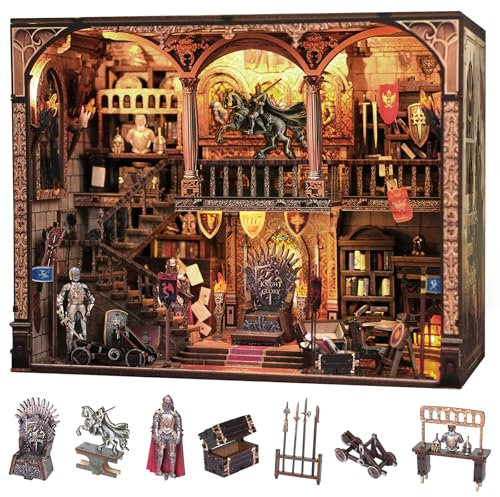 NookMaster 3D-Miniatur-Bücherset aus Holz, kleines Haus zum Selbermachen, mit LED-Licht, ideales Bastelgeschenk für Erwachsene und Jugendliche, schöne Bücherregal-Dekoration für alle Anlässe