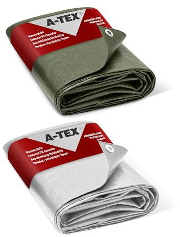 A-TEX® Abdeckplane 140 g/m² (Grün, 10 x 15 m) | Verschiedene Stärken, Größen und Farben wählbar | Plane mit Ösen | Gewebeplane Gartenplane Zelt Holzplane | Wasserdicht | Reißfest | UV-stabilisiert