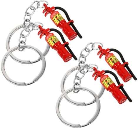 Ciieeo 4 Stücke Feuerlöscher Keychain Feuerwehrmann Schlüsselring Tasche Hängen Metall