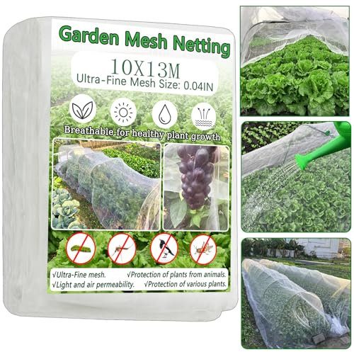 Insect Netting -3x13M Fine Mesh Garden Netting for Vegetables Plants Fruits Flowers Crops Greenhouse,Row Covers Raised Bed Barrier Screen Birds Insect Protection Netting