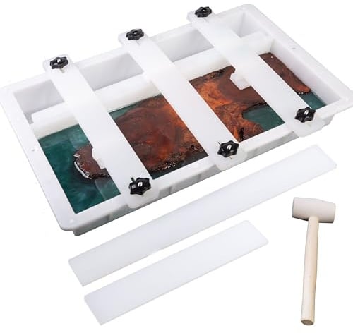 Kalinta Epoxidharz-Form mit verstellbarem Trennsystem, 80x50x8 cm Auslaufsichere Großform mit Klemmvorrichtung, Ideal für Anfänger & Profis (Kunstharz-Projekte, Tischplatten, Schneidebretter)​