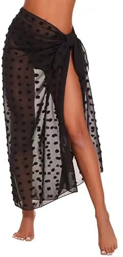 OHYER sarong Tragen Über Badeanzügen Bikini Cover up strandtunika damen Strandrock Wickelrock Tapisserie strandtuch (110 * 145 cm, Schwarzstickerei, L)