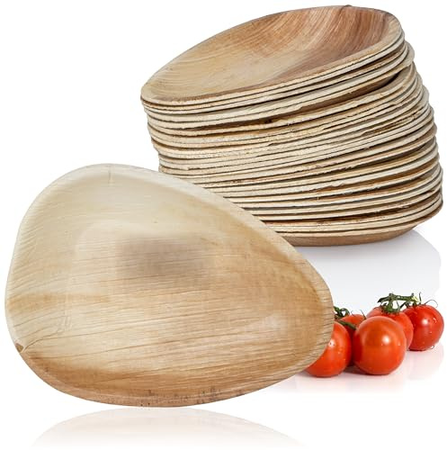 Moritz & Moritz Palmblatt Schale oval 17 x 12 cm - 100 Nachhaltige Einwegschalen - Alternative zu Bambusschalen und Bambusgeschirr