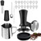Ruioomeep 51 mm Coffee Tamper Set, 22 Pieces Espresso Tamper Set, Barista Set with Espresso Tamper, Coffee Stirrer, Stirring Spoon, Frothing Jug, Espresso Mat, Latte Art Pen and Decorative Stencils