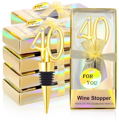 30Pcs 40th Birthday Wine Stopper 40th Wedding Wine Stopper Favors Wine Stoppers Party Favor 40 Birthday Party Souvenirs for Guests Wine Stoppers Gift Box for Wedding Anniversary Decorations (40th)
