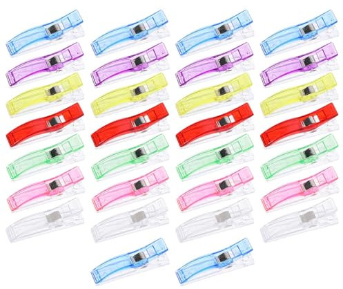 Lot de 30 grandes pinces de fixation de bureau en plastique de couleurs mélangées, parfaites pour un usage quotidien au bureau, artisanat, couture, patchwork, accessoires (30 pièces)