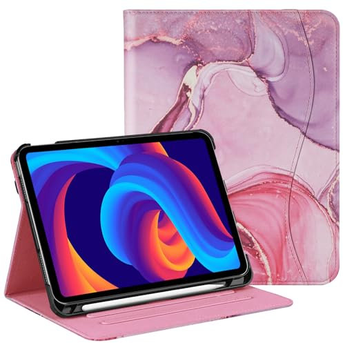HGWALP Protective Case for iPad (A16) 11th Generation 11 Inch (2025) & iPad 10th Generation 10.9 Inch (2022), Multi-Angle Viewing Stand Cover with Pen Holder & Pocket,Marble Pink