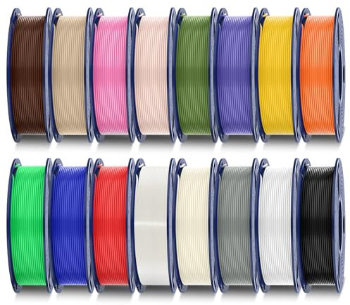 SUNLU PLA Plus Filament 16 Farben Bundle, Multicolor PLA+ 3D Drucker Filament 1.75 mm, Einzeln Vakuumverpackt, 0.25kg/Spule, Insgesamt 4kg, 16 Spulen