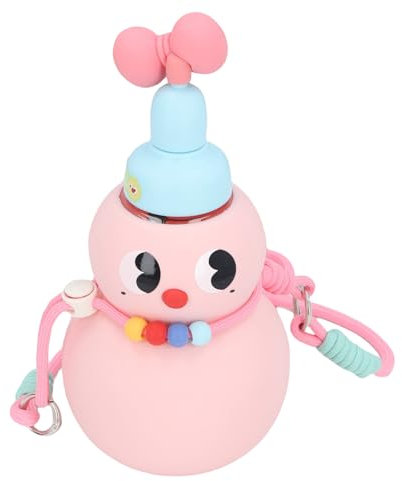 Masyrt Kids Water Flasche mit Strohkinderwasserflasche mit Strohkürbisform, Niedliche Trinkflasche mit Tragengurt für Schulische Wirkende Rosa 720 Ml für Abenteuerliche Ausflüge in der