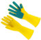 HIAKDOFT Guantes de Látex para Lavar Platos 1 Par Estropajo Impermeables para Limpieza de Cocina Reutilizables Resistente al Aceite Domésticas