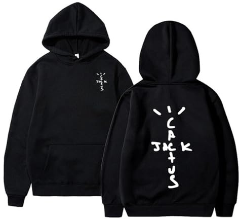 Pdaidou Hoodies Herren Travis Sweatshirt Hip Hop Scott-t Pullover Hip Hop Große Jacke Damen Frühling Und Herbst Langarm Sweatshirt-Black||l