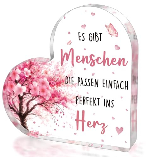Hiipeefeel Geschenke für Freundin Frauen, Herzförmiges Acryl Dekoration | Geburtstagsgeschenk Geschenke für Beste Freundin Schwester zum Geburtstag Muttertag Weihnachten