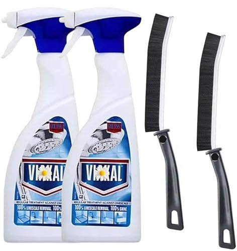 Classic All Purpose Cleaner Spray | Limescale Remover for Bathroom, Kitchen & Household | Anti-Droplet Formula, Removes Soap Scum, Hard Water Stains & Odours With Brush (2Classic & 2Brush)