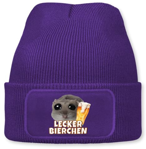 Prozente Momente Lecker Bierchen - Beanie | Strickmütze | Wollmütze | Beanie mit Druck | lustige Sprüche | Apres-Ski | Winter | Schwarz