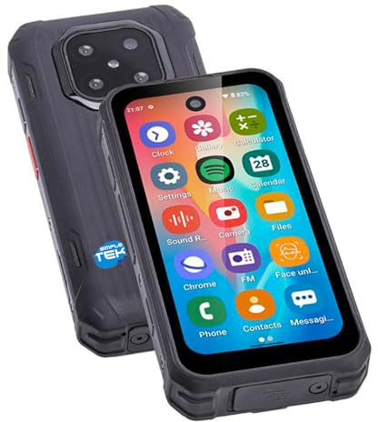 SIMPLETEK - Mini Smartphone Rugged 3.88 Pollici, 4G LTE - Android 12, 6GB RAM / 128GB ROM, Dual SIM, Ideale per Anziani e Bambini