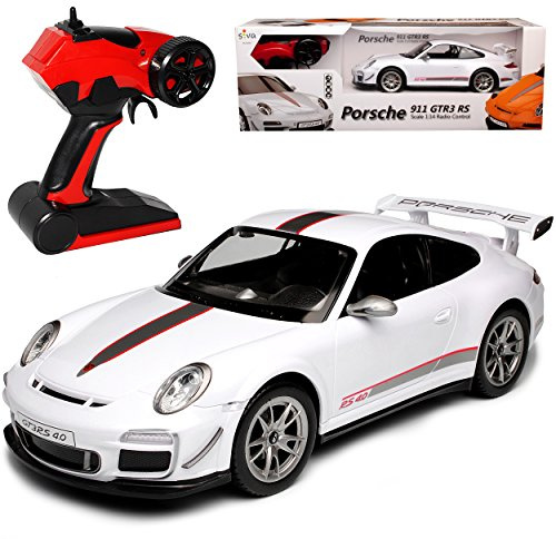 Generisch Porsch. 911 991 GT3 RS 4.0 Weiss Ab 2011 - Komplettset mit Akku - 2,4 GHz RC Funkauto - mit Beleuchtung - sofort startklar - 1/14 Modellcarsonline Modell Auto