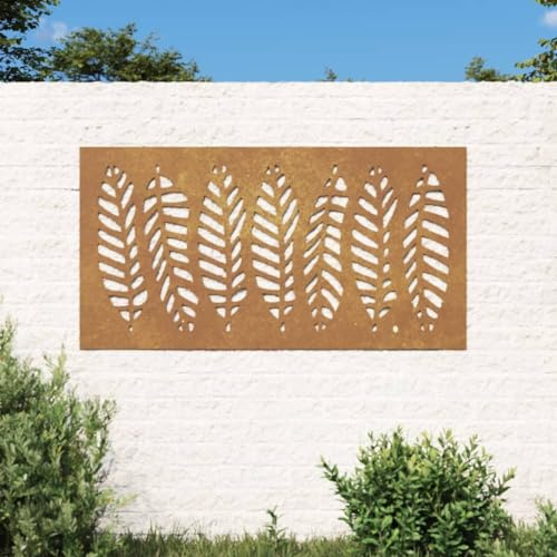 Décoration murale moderne de jardin - Brise-vue - 105 x 55 cm - Design feuille d'acier - Pour balustrade de balcon, terrasse, balcon - Peut être assemblé rapidement