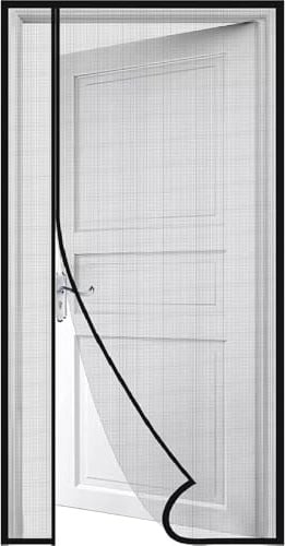 Moustiquaire magnétique pour porte,Rideau de Anti-Insectes Noir Ouverture Latérale 295x240cm Anti Insecte Mouche Moustique Fermeture Automatique sans Percer pour Porte d Entrée Intérieur Patio