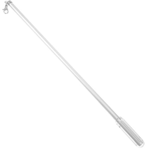 FUOYLOO Baguette de Tirage pour Tringle à Rideaux en Alliage D'aluminium Argenté, Design Ergonomique et Léger, Accessoire Pratique pour Ouvrir et Fermer Facilement les Rideaux